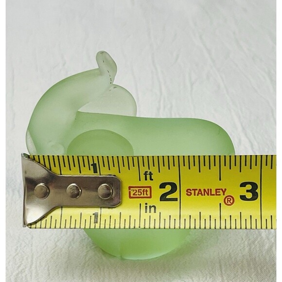 Satin Frosted Art Glass Abstract Elephant Paperweight Trunk Up Green 3" tall - Picture 9 of 12